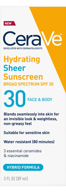 CeraVe Hydrating Sheer Sunscreen Broad Spectrum SPF 30 for Face & Body CeraVe Hydrating Sheer Sunscreen Broad Spectrum SPF 30 for Face & Body
